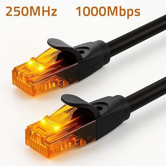 Qoltec U/UTP Cat.6 (Gigabit) Καλώδιο Δικτύου Ethernet 30m Μαύρο