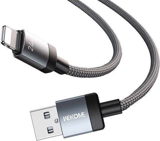 WK USB-A to Lightning Cable Μαύρο 1m 250971
