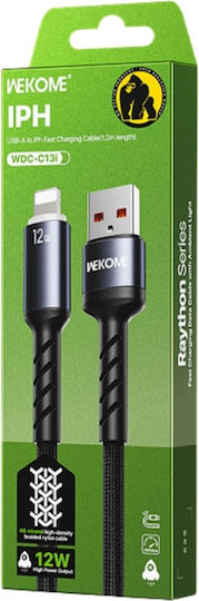 WK LED USB-A zu Lightning Kabel 12W Schwarz 1,2m