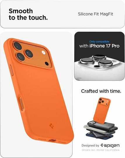 Spigen Silicone Fit (Mag Fit) Silicone Back Cover Orange (iPhone 17 Pro)
