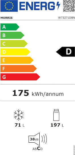 Morris Ψυγειοκαταψύκτης 268lt Total NoFrost Υ180xΠ54.5xΒ62.5εκ. Λευκός W73271DBN