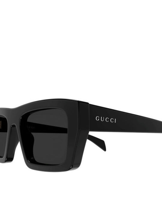 Gucci Herren Sonnenbrille mit Schwarzem Horn umrandetem Rahmen und Grauen Gläsern GG2020S 001