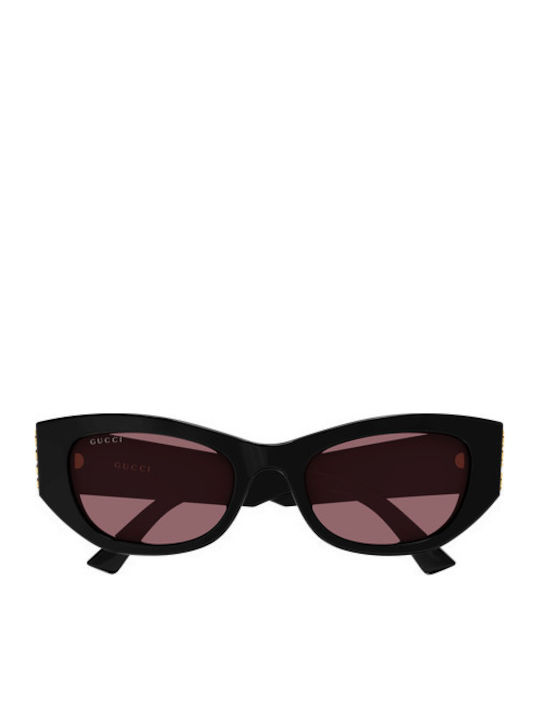 Gucci Damen Sonnenbrille mit Schwarzem Horn umrandetem Rahmen und Schwarzem Glas GG2044SA 003