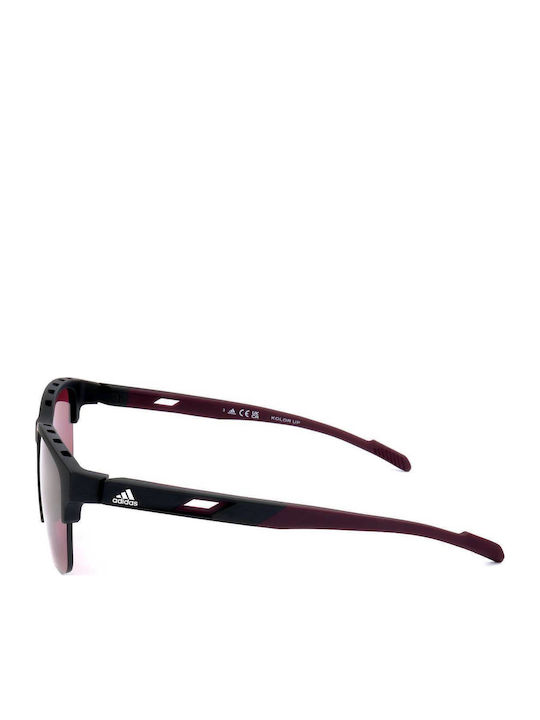 adidas Men's Sunglasses with Black Plastic Frame and Purple Lens SP0048