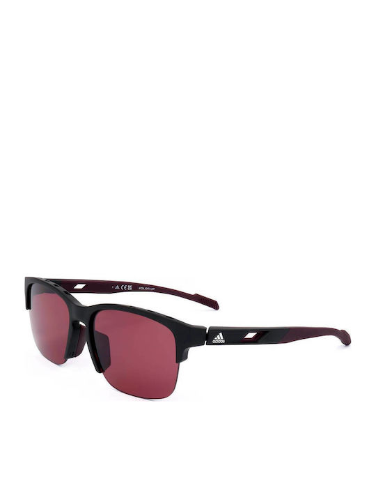 adidas Men's Sunglasses with Black Plastic Frame and Purple Lens SP0048