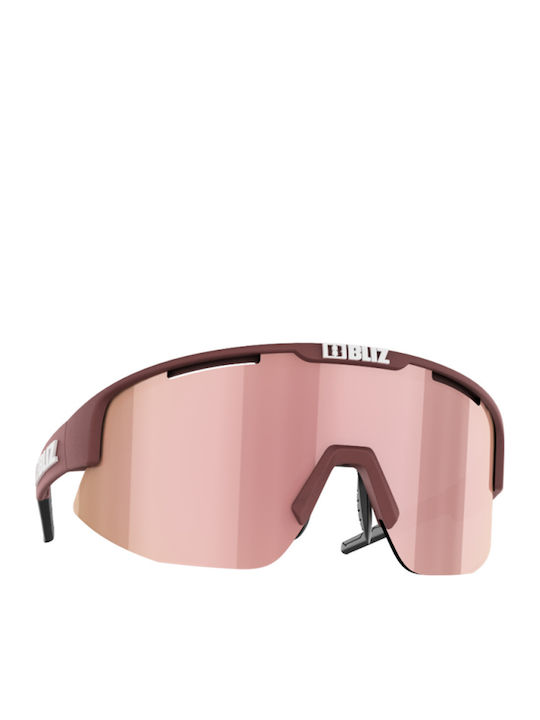 Bliz Matrix Small Bărbătești Ochelari de soare cu Burgundy Cadru și Roz Oglindă Lentilă 52007-49