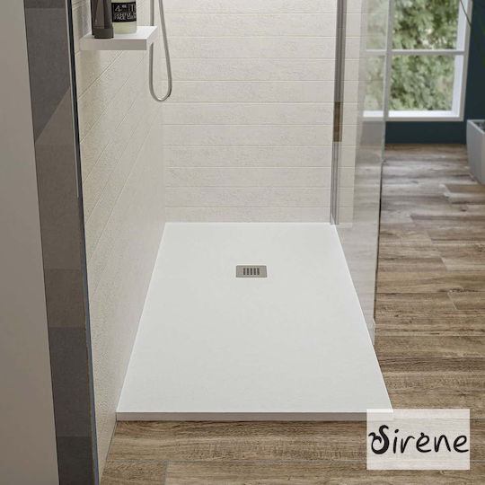 Sirene Ντουζιέρα Τεχνητής Πέτρας 160x80cm Λευκή