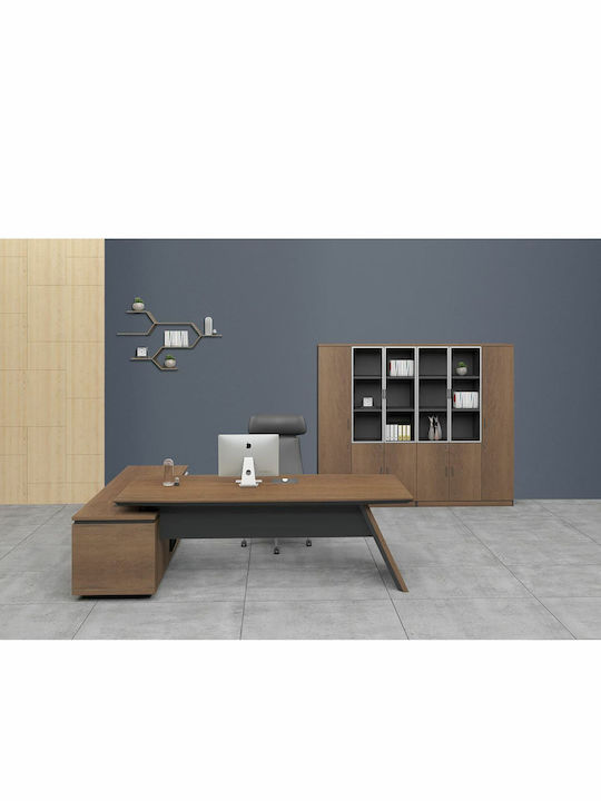 Ecke Professionelles Büro Proline Holz Dark Walnut / Black 200x200x76cm