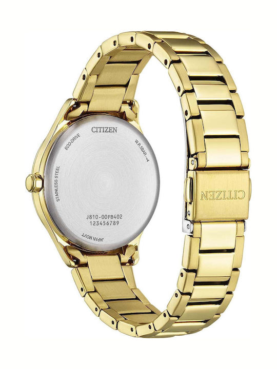 Citizen Eco-drive Γυναικείο Ρολόι Μπαταρίας με Χρυσό Μεταλλικό Μπρασελέ