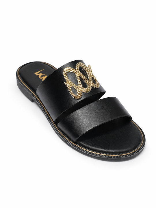 Leather Women's Flat Sandals Black
