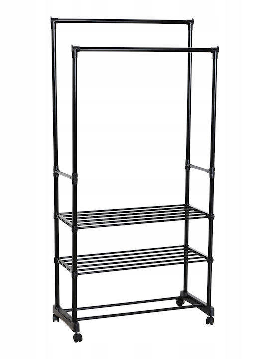 Teleskopischer Kleiderständer aus Metall Schwarz 166x78cm