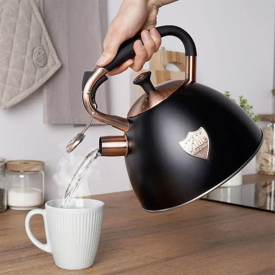 Orion Teekessel mit Tasse Rostfreier Stahl Schwarze 3000ml