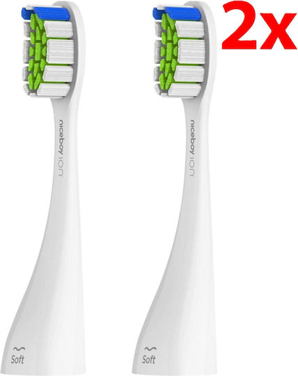 Capete de înlocuire pentru periuța electrică Niceboy Ion Sonic Pro Uv, moi, alb, 2 buc