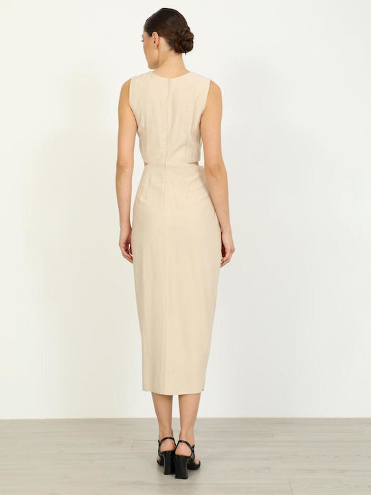 Summer Midi Dress Beige