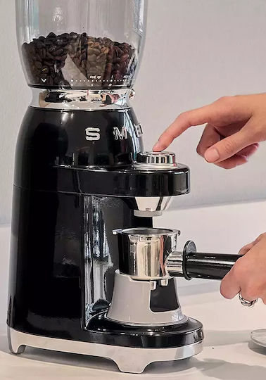 Smeg Elektrischer Kaffeemühle 150W mit einer Kapazität von 350gr und 30 Mahlstufen Schwarz