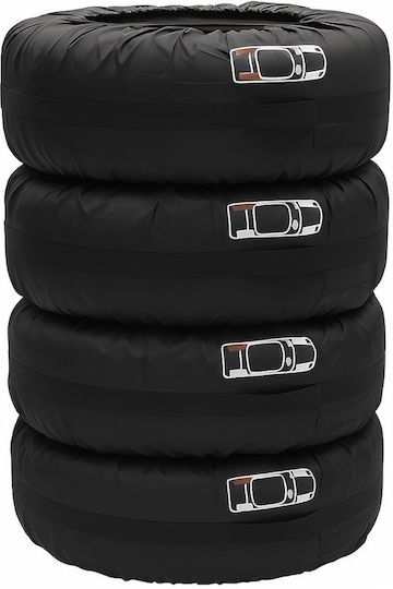 Set 4 Huse de Protecție pentru Depozitarea Anvelopelor Zola 13-17 Inch Reglabile Impermeabile Rezistente la Praf Negre