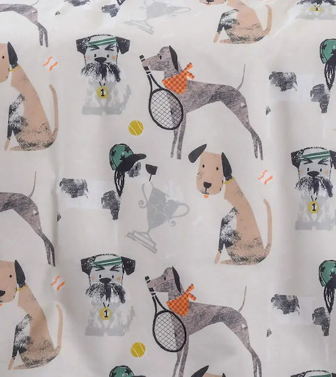 Melinen Сет Единични Памучни Спални Комплекти с Ластик Doggy Kids Line 100x200см 3 Бройки