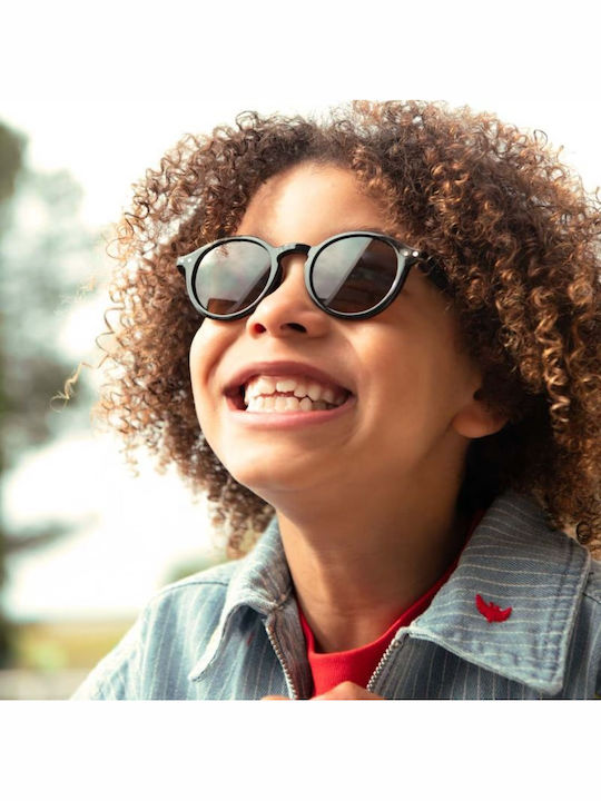 Izipizi Oval Kids Sunglasses with Polarized Mirror Lens Black for 7-11 Years