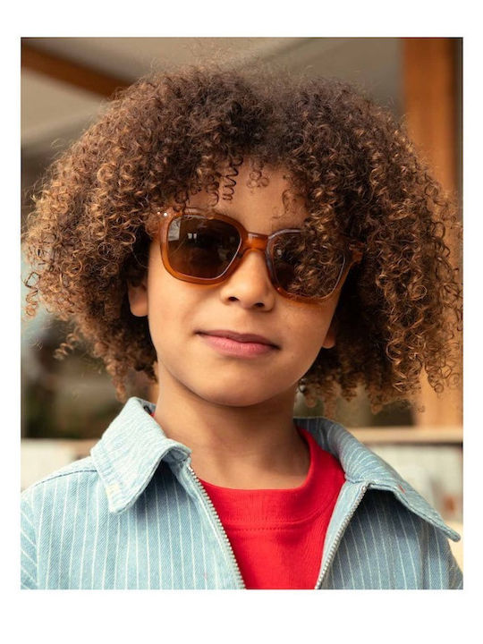 Izipizi Square Kids Sunglasses with Mirror Lens Brown for 7-11 Years