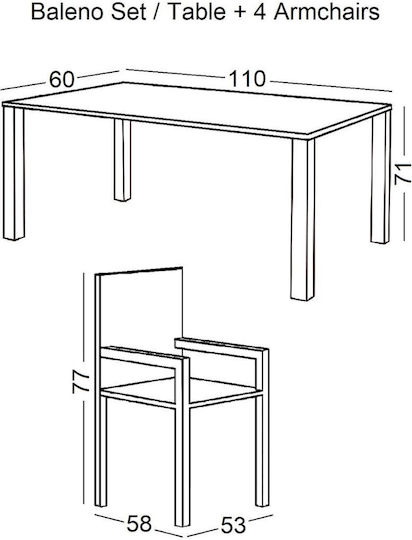 Masă Metalică Pentru Camera De Zi Pentru Spații Mici Exterioare Baleno Maro 53x58x77cm E240,3