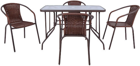 Masă Metalică Pentru Camera De Zi Pentru Spații Mici Exterioare Baleno Maro 53x58x77cm E240,3