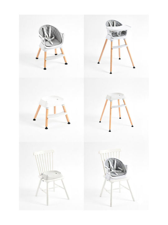 Ecotoys Baby Highchair 3 in 1 with Adjustable Height Gray