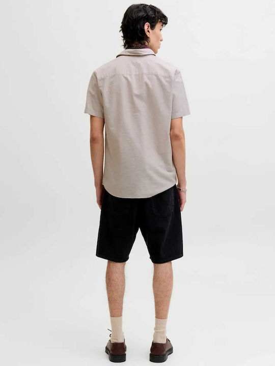 Jack & Jones Short Sleeve Linen Shirt String Beige