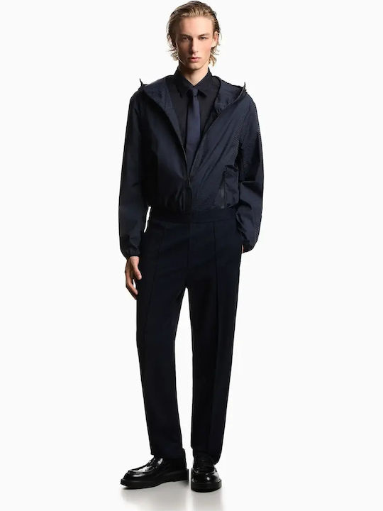 Long Sleeve Cotton Shirt in Regular Fit Navy