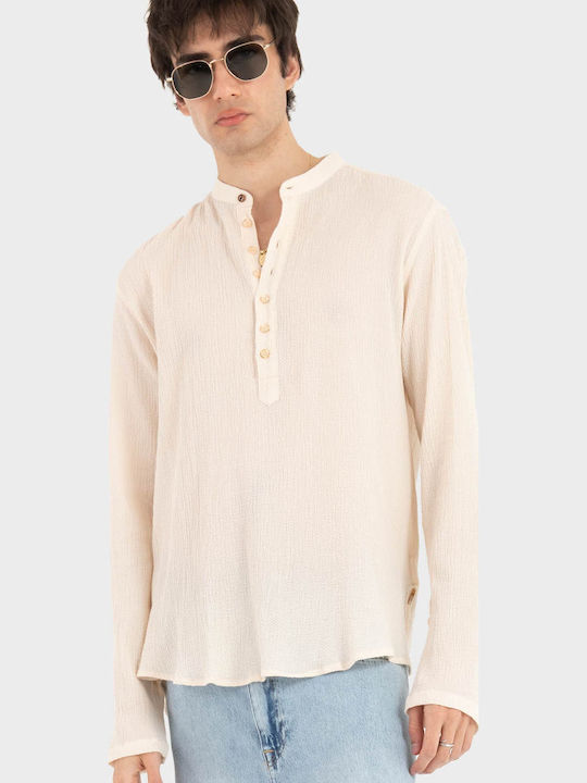 Μακρυμάνικo Βαμβακερό Πουκάμισο Beige