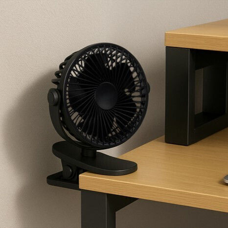 Ventilator De Birou Wireless Zola 3 Niveluri De Viteză Mod Undă 5 W Rotire 360° Montare Cu Clip Reîncărcabil Cablu Usb Negru