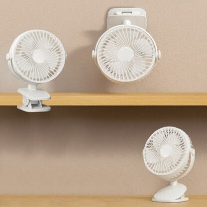 Ventilator De Birou Wireless Zola 3 Niveluri De Viteză Mod Val 5 W Rotire 360° Montare Cu Clip Cablu Usb Reîncărcabil Alb
