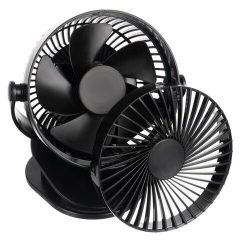 Ventilator De Birou Wireless Zola 3 Niveluri De Viteză Mod Undă 5 W Rotire 360° Montare Cu Clip Reîncărcabil Cablu Usb Negru