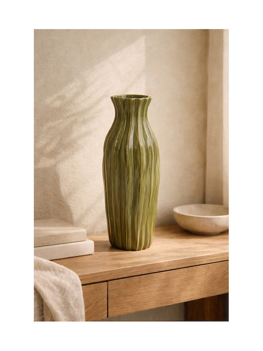 Kaemingk Decorative Porcelain Vase Green 16.5x16.5xH41.5cm