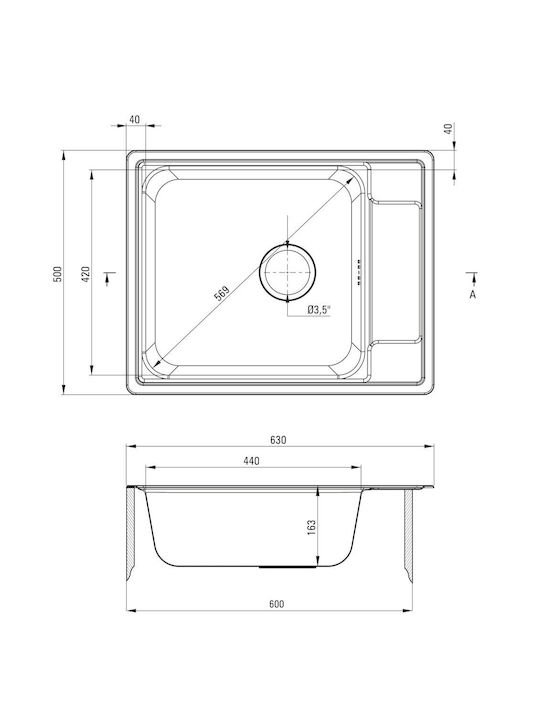 Deante Ένθετος Νεροχύτης Inox Μ50xΠ63cm Γκρι