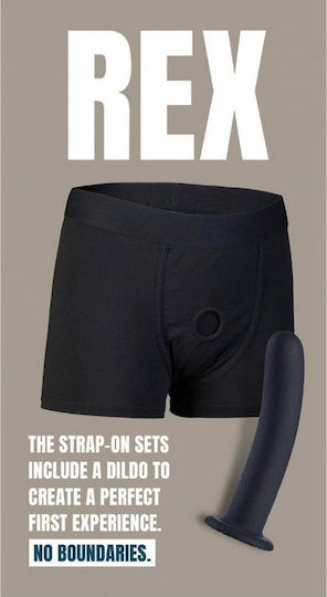 Black Underwear Strap On Silicone Dildo Dreamtoys Bold Rex Strap On Short Dildo Black 15.5cm