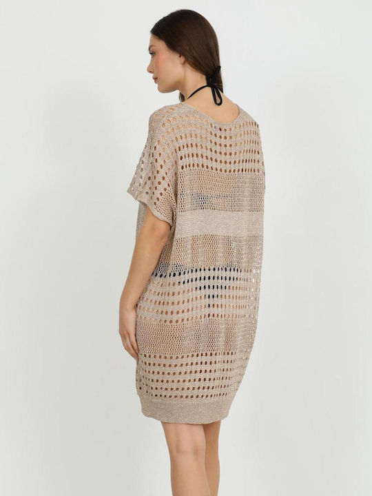 Doca Damen Kaftan Badesachen Beige-Gold