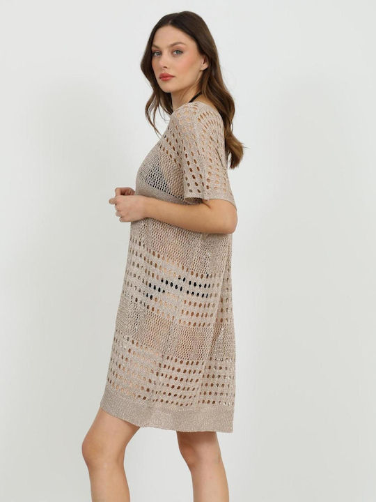 Doca Damen Kaftan Badesachen Beige-Gold