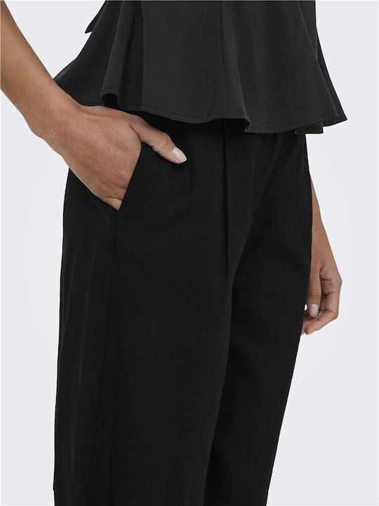 Women's Linen Black Bermuda