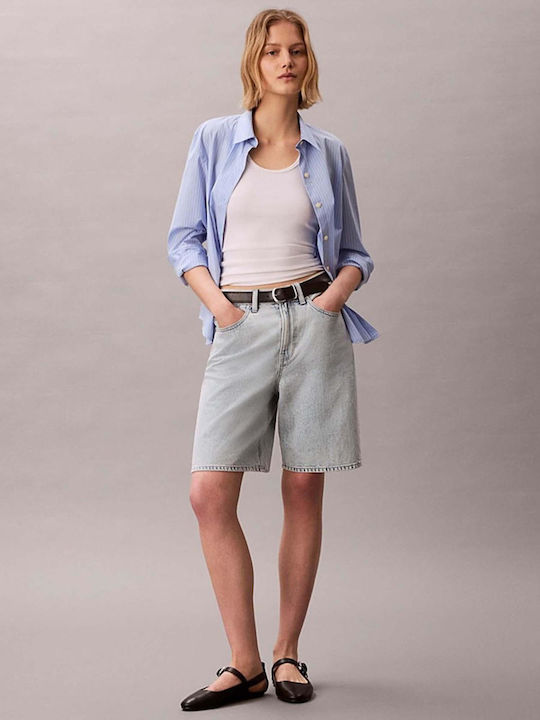 Bermudă Denim Albastru Deschis Pentru Femei