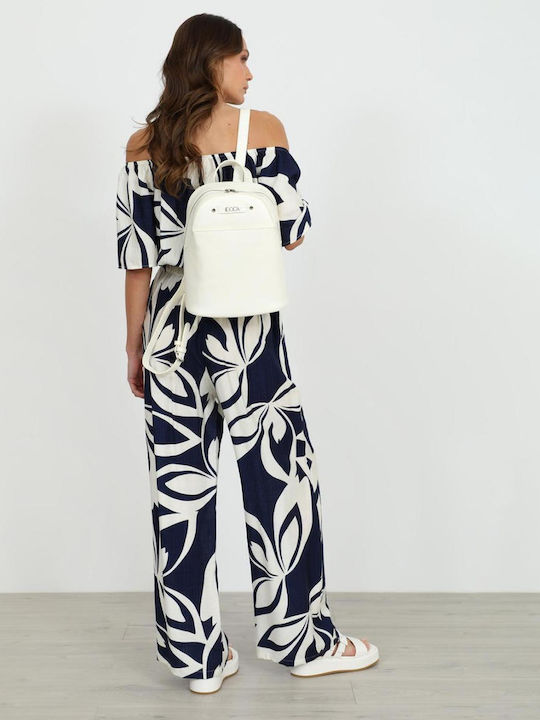 Women's Pantaloons with Rubber Band Floral Blue