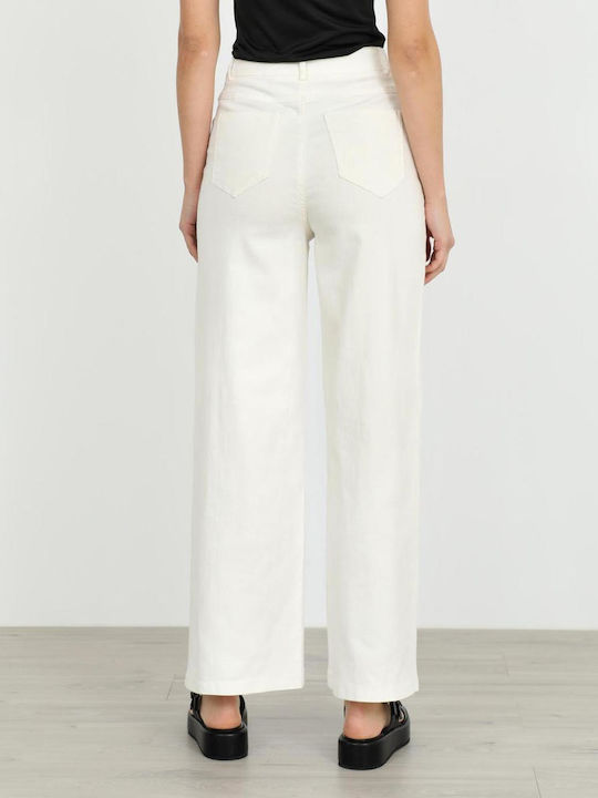 Women's Jean Pants in Wide Leg Style White