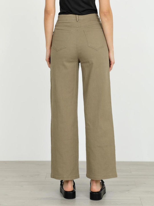 Blugi Damă Wide Kaki