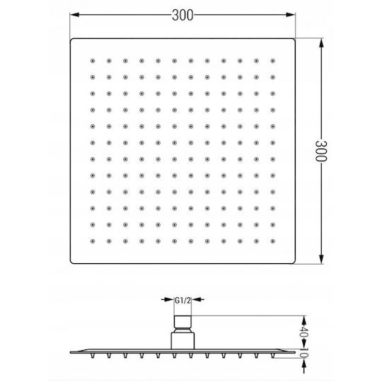 Mexen Κεφαλή Ντουζ 30cm με Βραχίονα