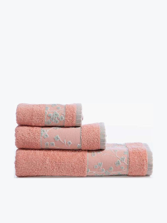 Nef-Nef Homeware Кърпа За Лице Floriva 50x90см Коралова Тегло 500гр/м²