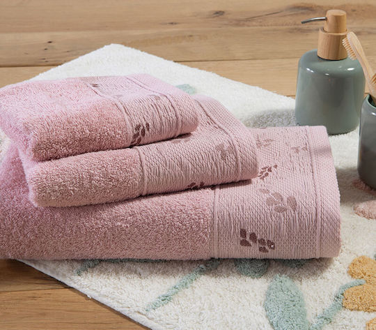 Nef-Nef Homeware Set of Bath Towels 3 pcs Sylia Pink Weight 500gsm