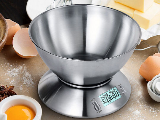 Ψηφιακή Ζυγαριά Κουζίνας με Κάδο έως 5kg Ασημί
