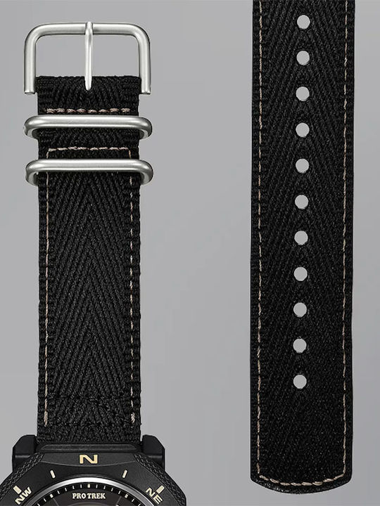 Casio Digital Herrenuhr Solar mit Schwarzem Stoffarmband