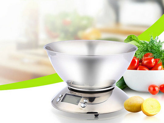 Ψηφιακή Ζυγαριά Κουζίνας με Κάδο έως 5kg Ασημί
