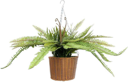Globostar Artificial Garden Fern Hanging Bouquet Plant 20629 Artificial Hanging Decorative Fern Plant H56cm