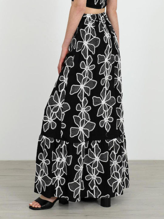 Φούστα Floral Μαύρη